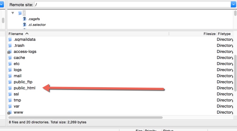 cPanel FTP περιεχόμενα